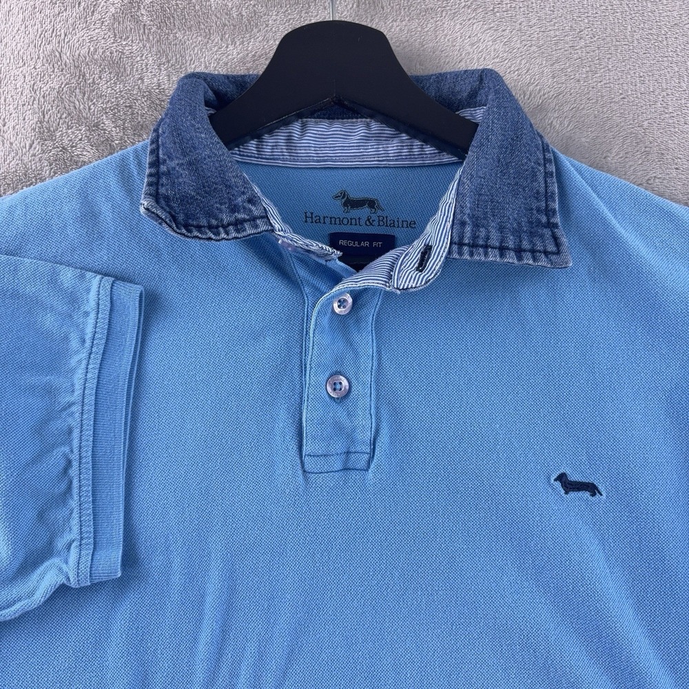 Harmont & Blaine Men's Light Blue Polo Shirt with Contrast Collar